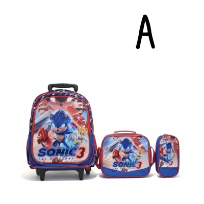 KIT MOCHILA CARRINHO+LANCHEIRA+ESTOJO SONIC- Escolha o modelo
