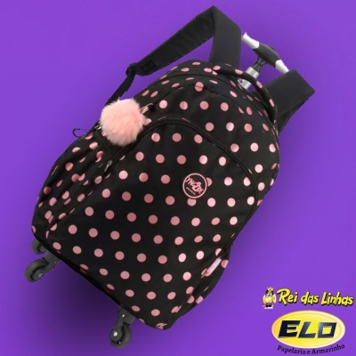 MOCHILA CARRINHO LUXCEL YNG 2 BE PRETO POA ROSA-