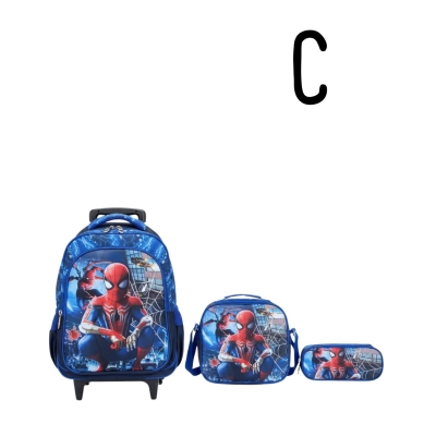 KIT MOCHILA CARRINHO+LANCHEIRA+ESTOJO SPIDER MAN- Escolha o modelo